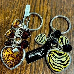 Keychain charms, leopard and zebra style